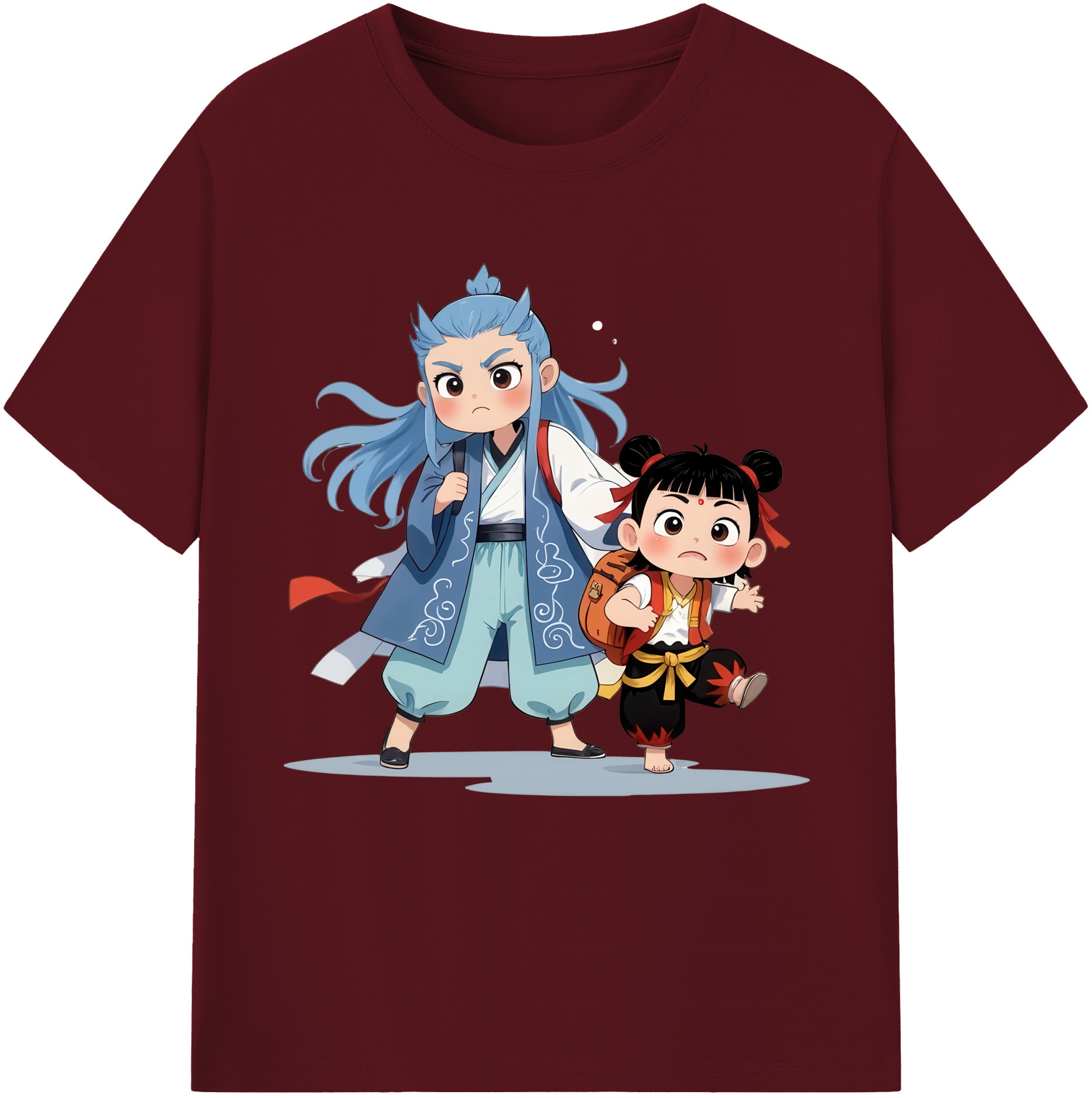 （画像用） Ne Zha 2 ナタ 魔童の大暴れ 綿100％半袖Tシャツ（フロントプリント）